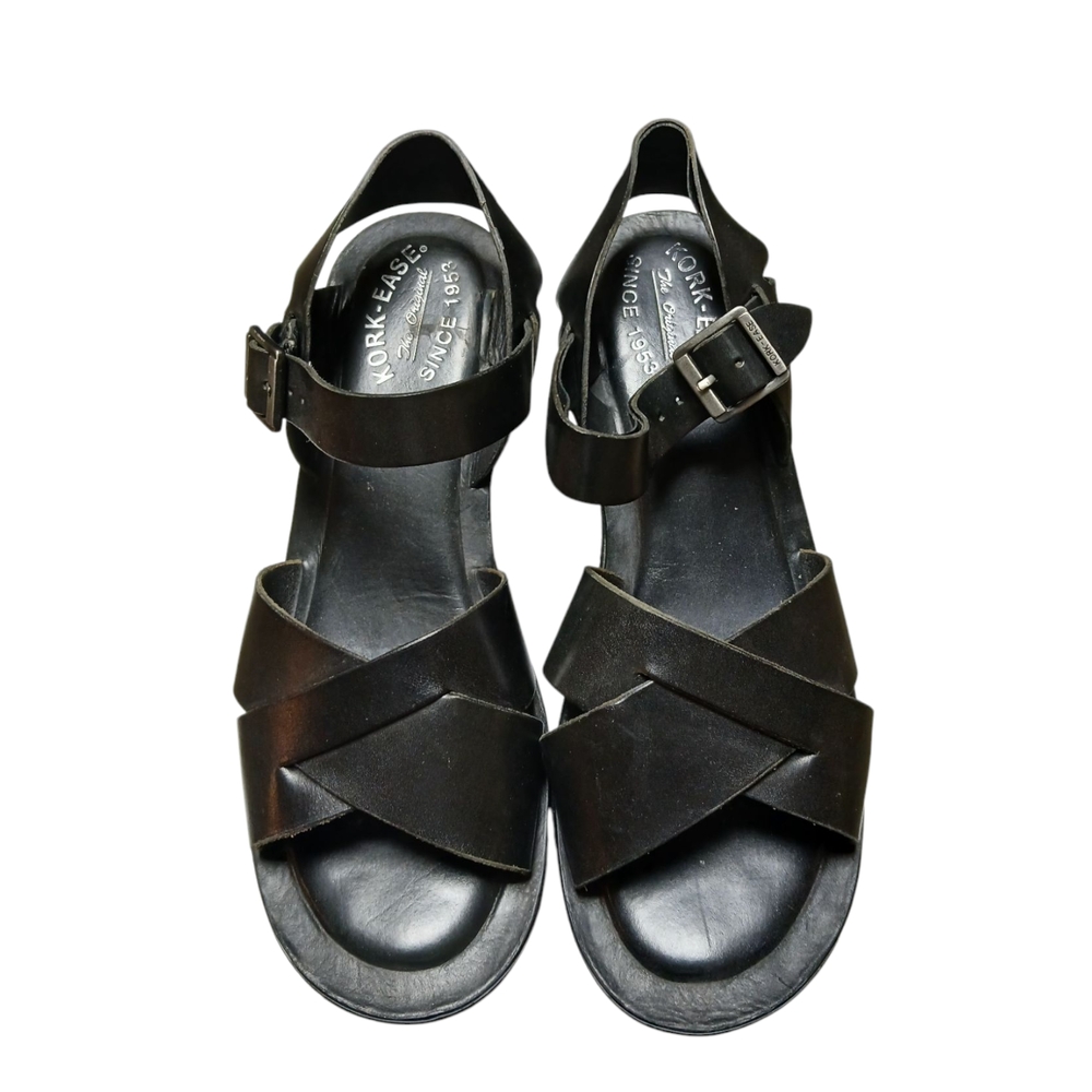 Kork Black Leather Sandals
